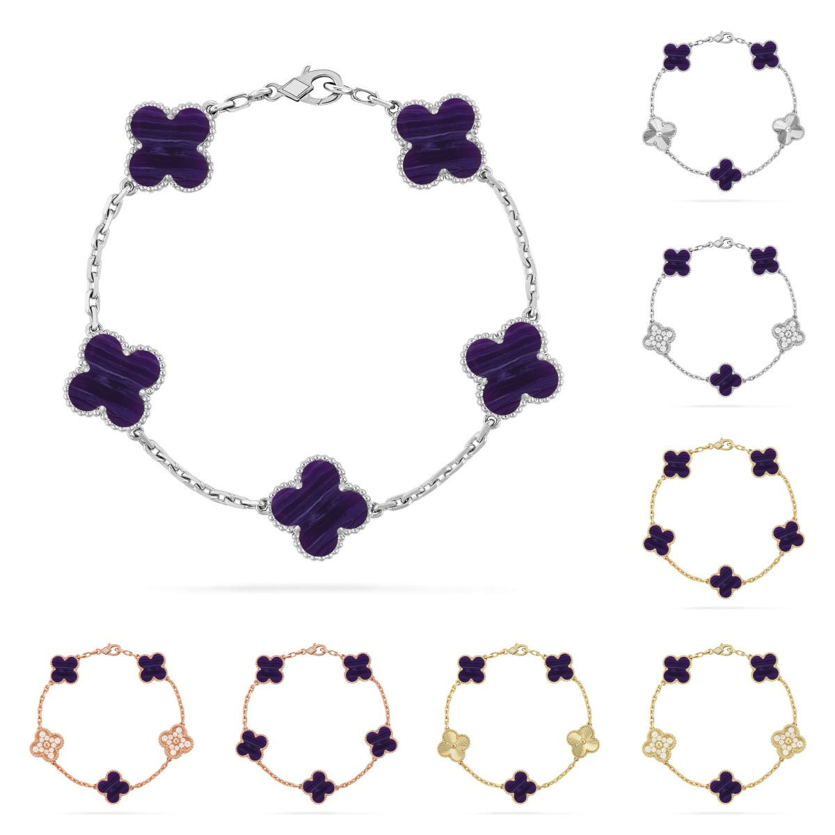 [Riva Jewelry]LUCKY CLOVER 5-MOTIF ARMBAND – CHAROIT-KOLLEKTION