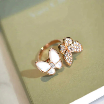 [Riva Jewelry ]TWIN BUTTERFLY DIAMOND MOP RING