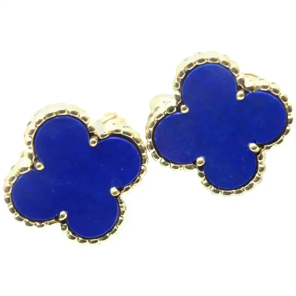 [Riva Jewelry ]CLOVER MINI 9.5MM BLUE AGATE EARRINGS