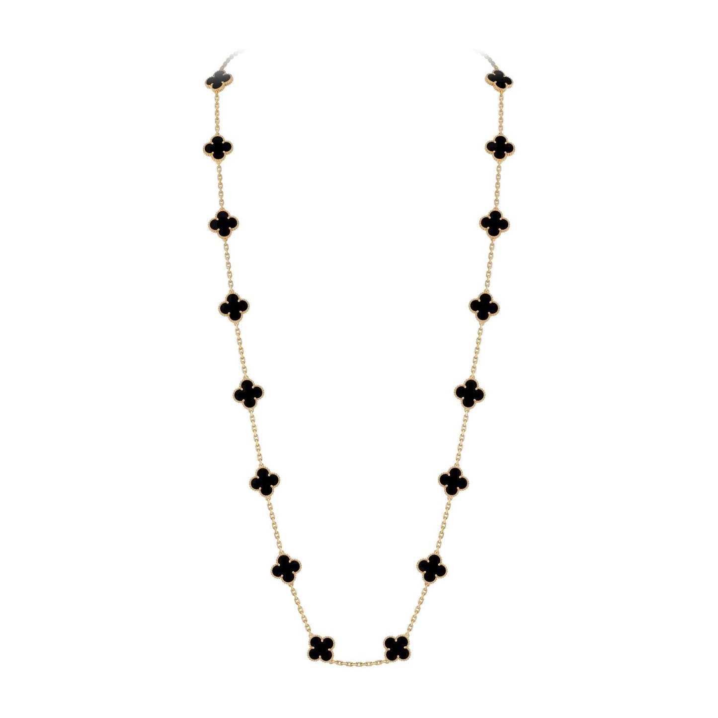 [Riva Jewelry]クラシック20モチーフ ラッキークローバー ロングネックレス ゴールドコレクション