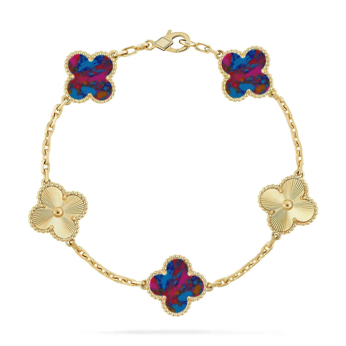 [Riva Jewelry ]CLOVER 5 MOTIF COLOR GEMSTONES BRACELET COLLECTION