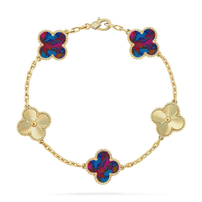 [Riva Jewelry ]CLOVER 5 MOTIF COLOR GEMSTONES BRACELET COLLECTION