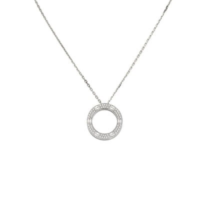 [Riva Jewelry]LOVE LARGE CIRCULAR PENDANT FULL-PAVÉ DIAMOND NECKLACE