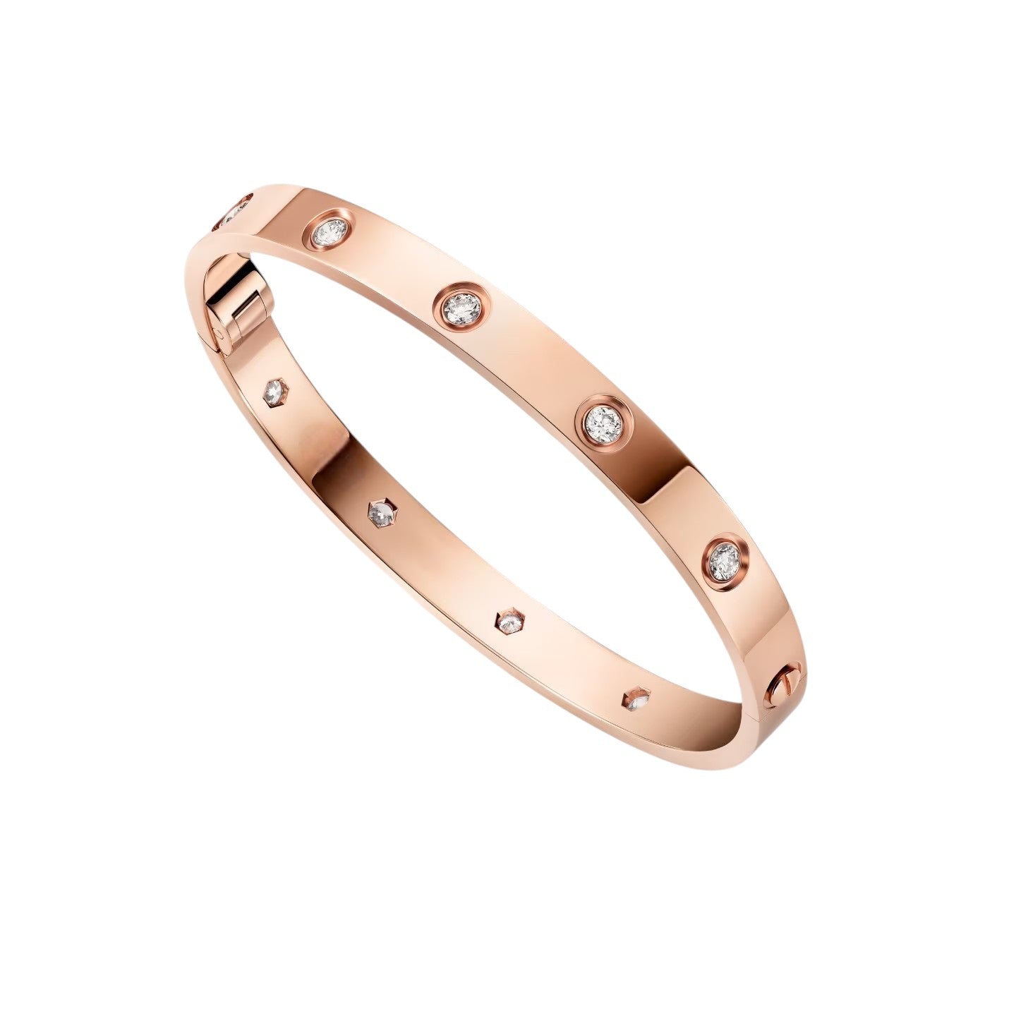 [Riva Jewelry]KLASSISCHER 6,1 MM LOVE EINZELSCHRAUBVERSCHLUSS-ARMBREIF – 10 DIAMANTEN