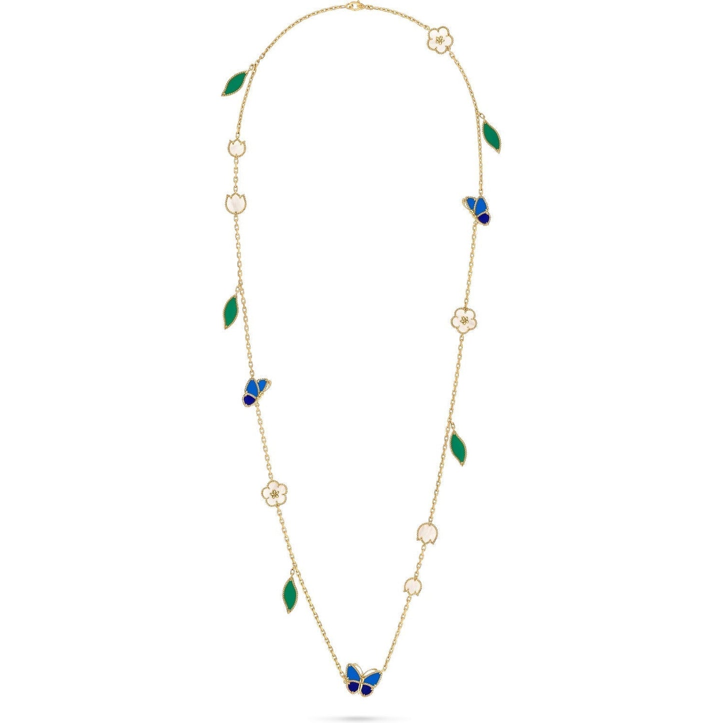 [Riva Jewelry]LUCKY SPRING SCHMETTERLING & BLUMEN STATEMENT-HALSKETTE - 15-MOTIV BLUMENDESIGN
