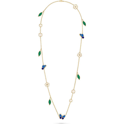 [Riva Jewelry]LUCKY SPRING SCHMETTERLING & BLUMEN STATEMENT-HALSKETTE - 15-MOTIV BLUMENDESIGN