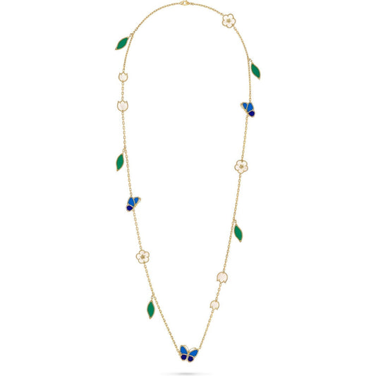 [Riva Jewelry]LUCKY SPRING SCHMETTERLING & BLUMEN STATEMENT-HALSKETTE - 15-MOTIV BLUMENDESIGN