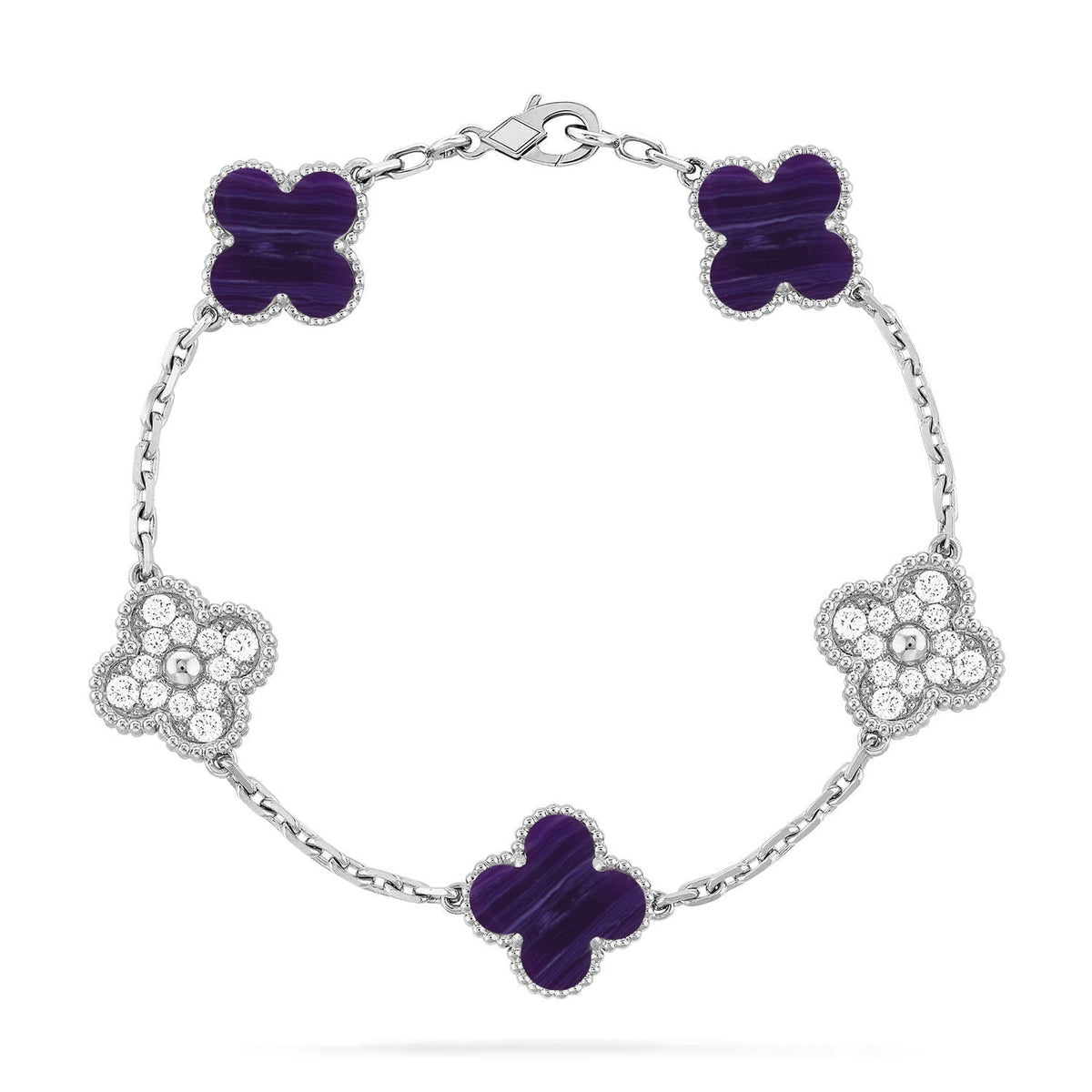 [Riva Jewelry ]CLOVER 5 MOTIF PURPLE STRIPES BRACELET COLLECTION