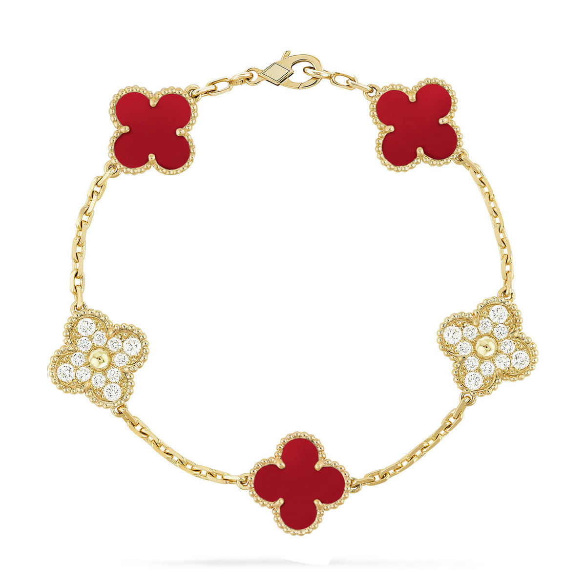 [Riva Jewelry ] CLOVER 5 MOTIF RED CORNELIAN BRACELET COLLECTION