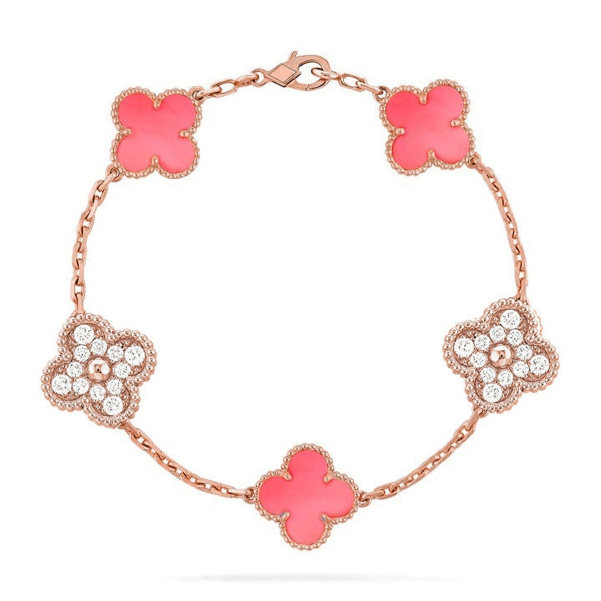 [Riva Jewelry ] CLOVER 5 MOTIFS  PINK MOP BRACELET COLLECTION