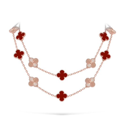 [Riva Jewelry]KLASSISCHE 20-MOTIV GLÜCKSKLEE LANGE HALSKEKETTE ROSÉGOLD KOLLEKTION