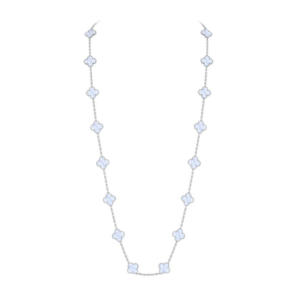 [Riva Jewelry]KLASSISCHES LANGE HALSKEKETTE MIT 20 KLEEBBLÄTTERN AUS WEISSGOLD KOLLEKTION