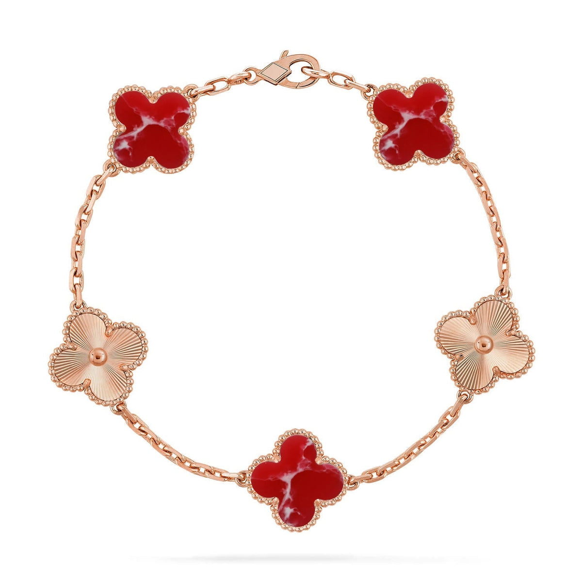 [Riva Jewelry ]CLOVER 5 MOTIF RED PATTERN BRACELET COLLECTION