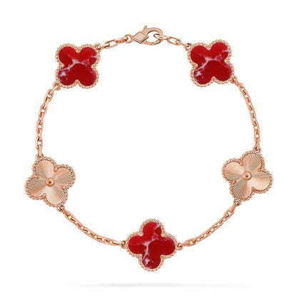 [Riva Jewelry ]CLOVER 5 MOTIF RED PATTERN BRACELET COLLECTION