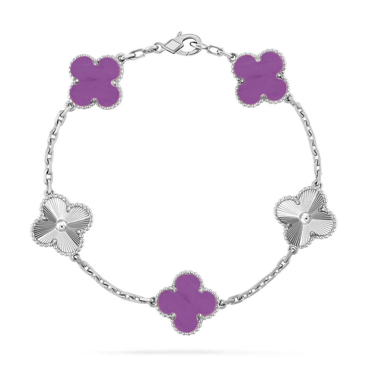 [Riva Jewelry]LUCKY CLOVER 5-MOTIF BRACELET - VIOLET COLLECTION