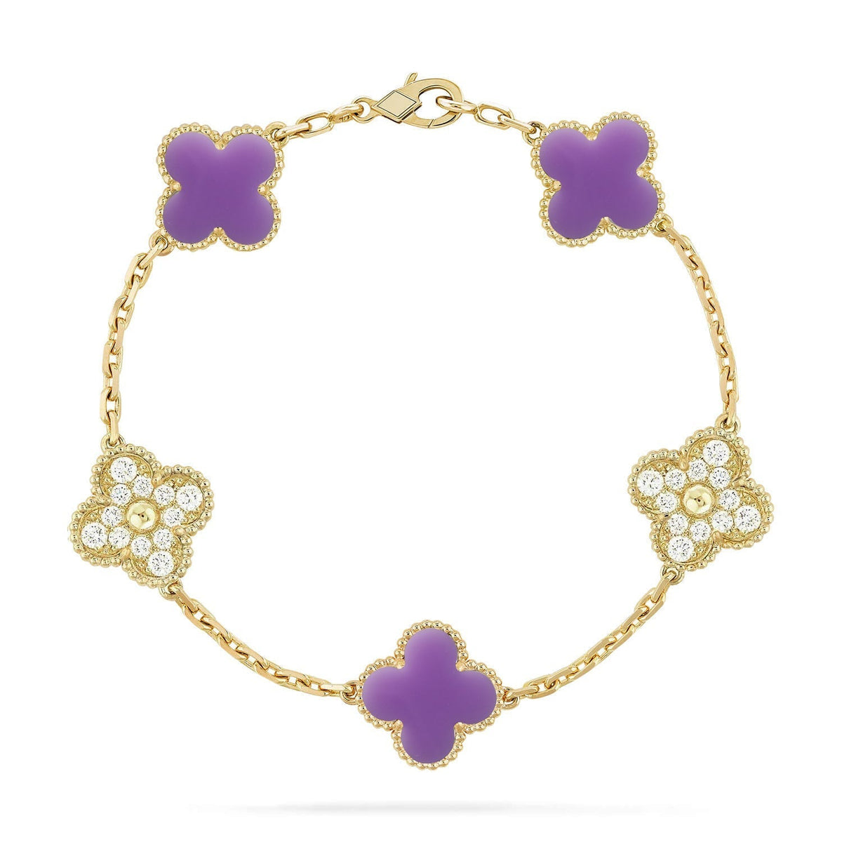 [Riva Jewelry ]CLOVER 5 MOTIF LIGHT PURPLE BRACELET COLLECTION