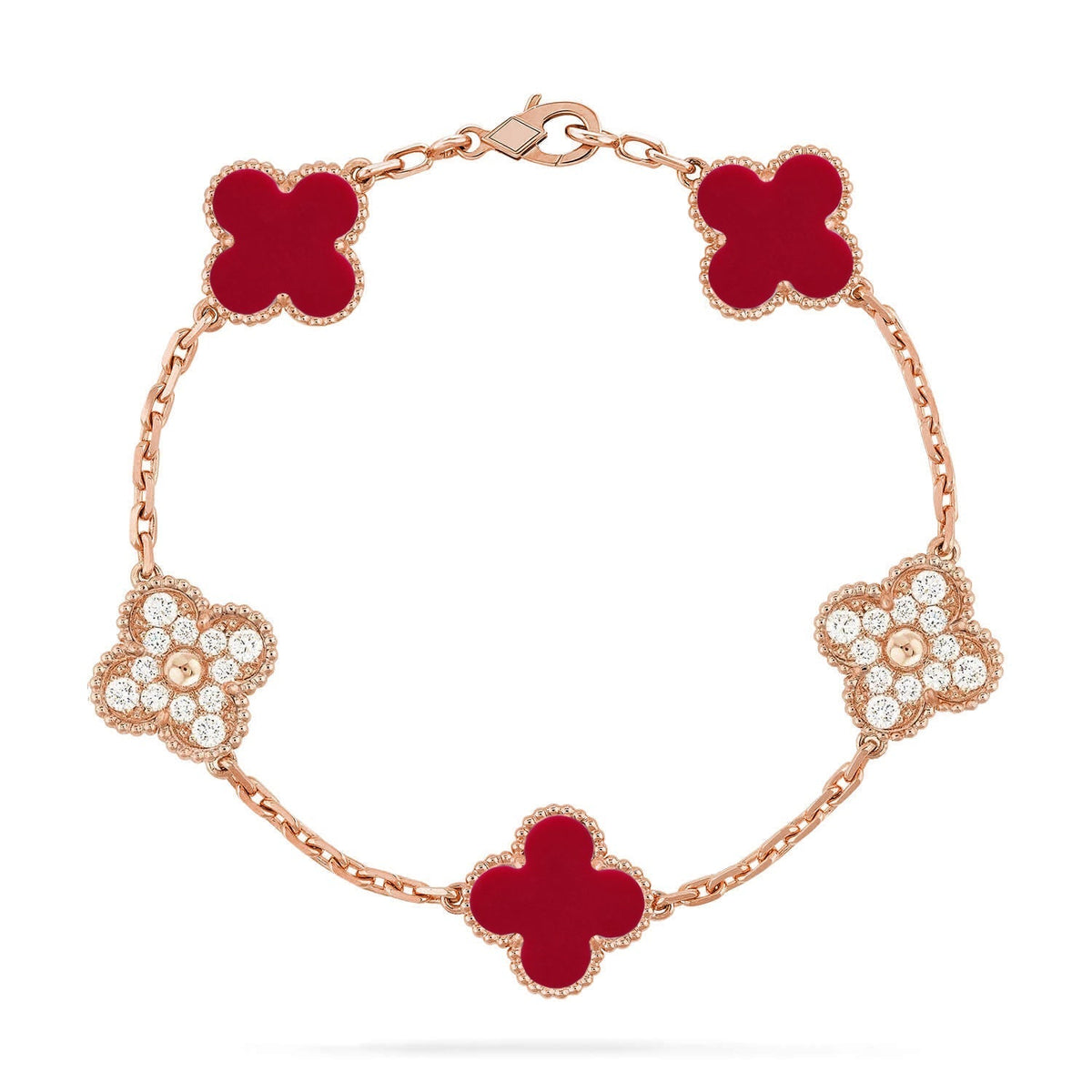 [Riva Jewelry ] CLOVER 5 MOTIF RED CORNELIAN BRACELET COLLECTION