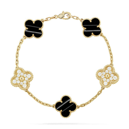[Riva Jewelry]LUCKY CLOVER 5-MOTIF BRACELET - PULSE STONE COLLECTION