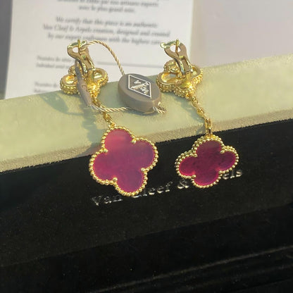 [Riva  Jewelry]NEW CLOVER 2 MOTIF PINK ENAMEL EARRINGS