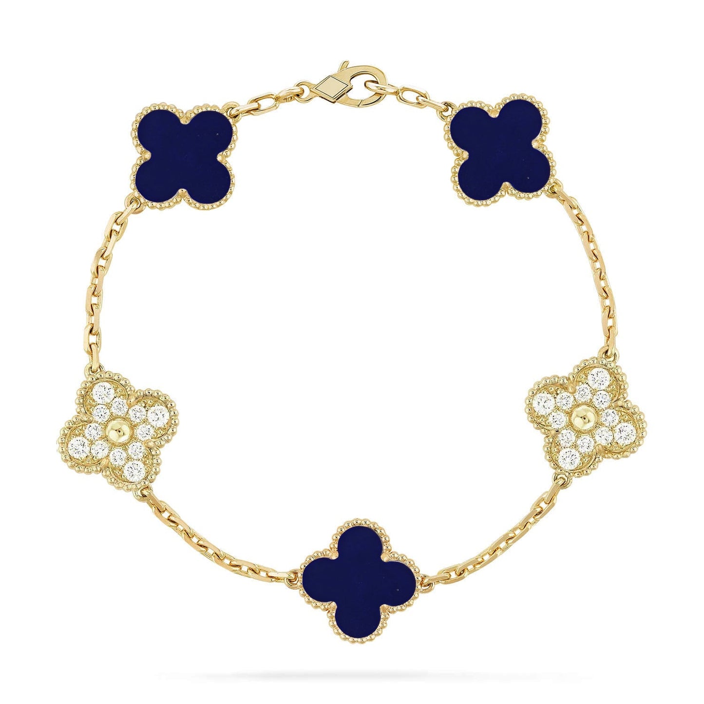 [Riva Jewelry]LUCKY CLOVER 5-MOTIF BRACELET - LAPIS LAZULI COLLECTION