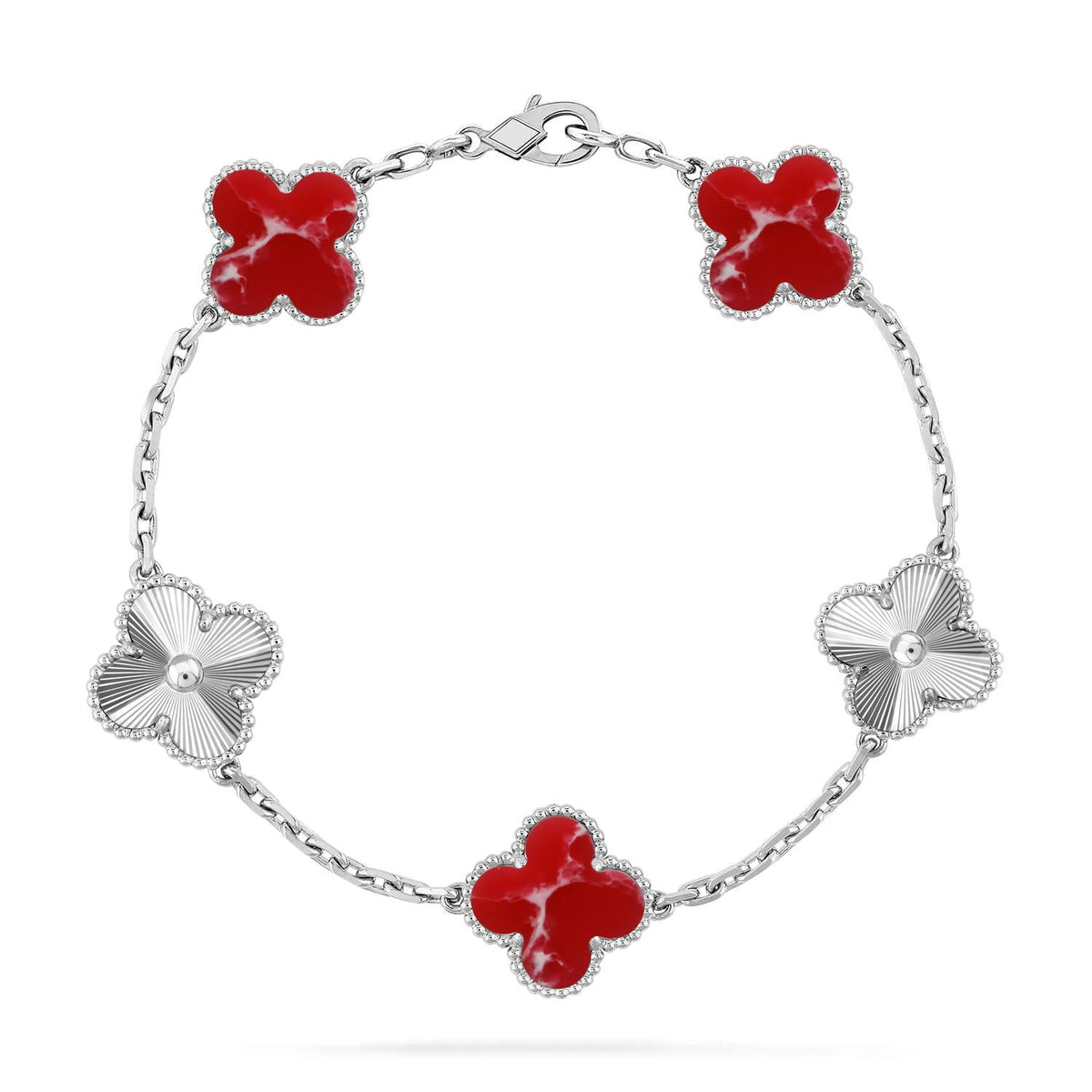 [Riva Jewelry ]CLOVER 5 MOTIF RED PATTERN BRACELET COLLECTION