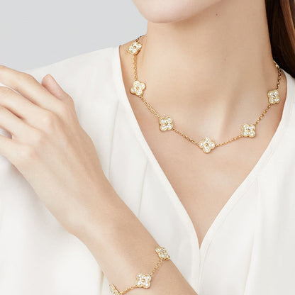 [Riva Jewelry ]CLOVER 10 MOTIFS DIAMOND NECKLACE