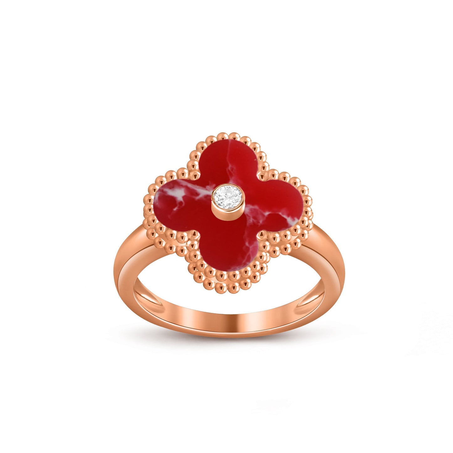 [Riva Jewelry]Glücks-Klee Diamant-Akzent-Roségoldring-Kollektion