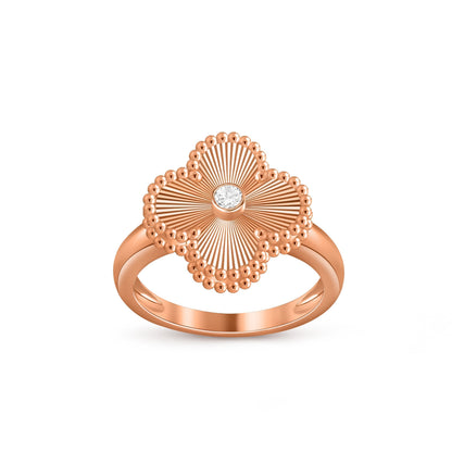 [Riva Jewelry]Glücks-Klee Diamant-Akzent-Roségoldring-Kollektion