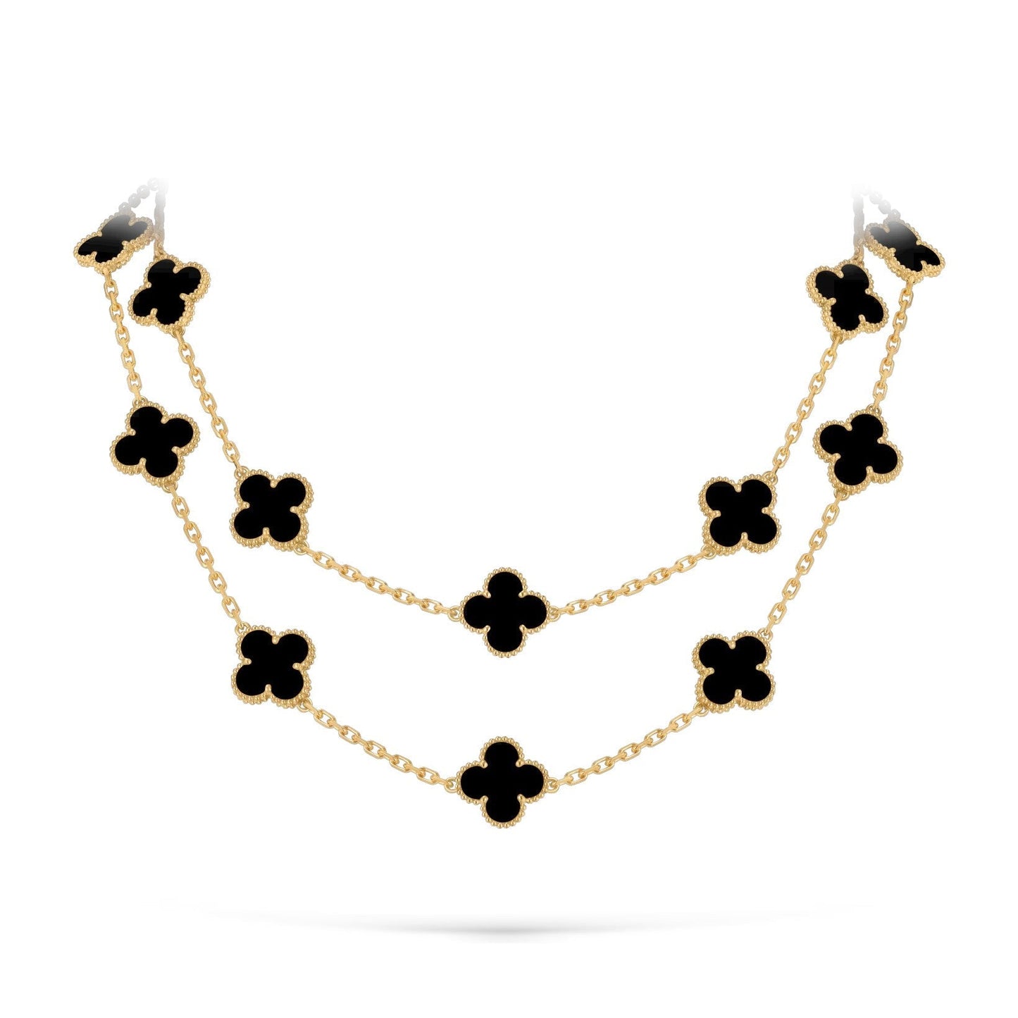 [Riva Jewelry]クラシック20モチーフ ラッキークローバー ロングネックレス ゴールドコレクション