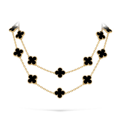 [Riva Jewelry]クラシック20モチーフ ラッキークローバー ロングネックレス ゴールドコレクション