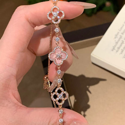 [Riva Jewelry ]CLOVER 5 MOTIF PINK BLUE RED WHITE BRACELET