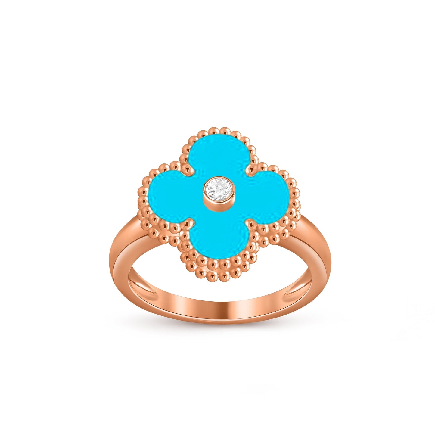 [Riva Jewelry]Glücks-Klee Diamant-Akzent-Roségoldring-Kollektion