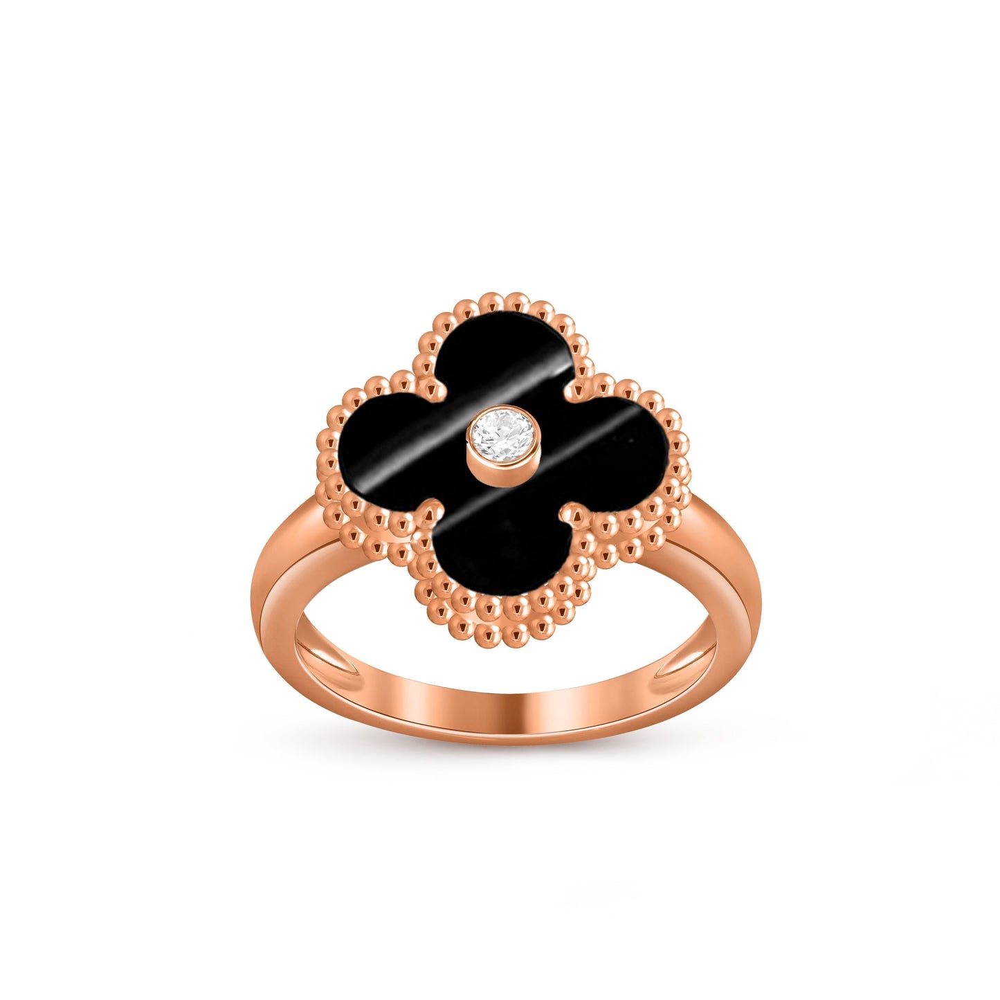 [Riva Jewelry]Glücks-Klee Diamant-Akzent-Roségoldring-Kollektion