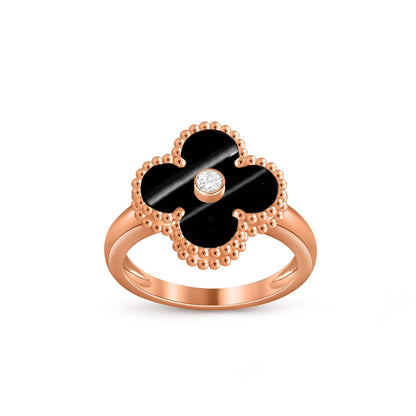 [Riva Jewelry]Glücks-Klee Diamant-Akzent-Roségoldring-Kollektion
