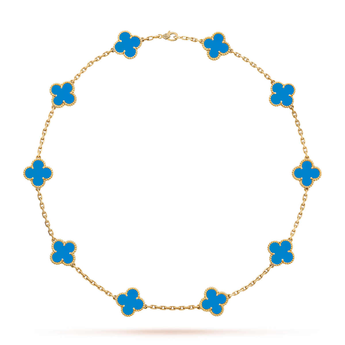[Riva Jewelry ]CLOVER 10 MOTIFS BLUE AGATE NECKLACE