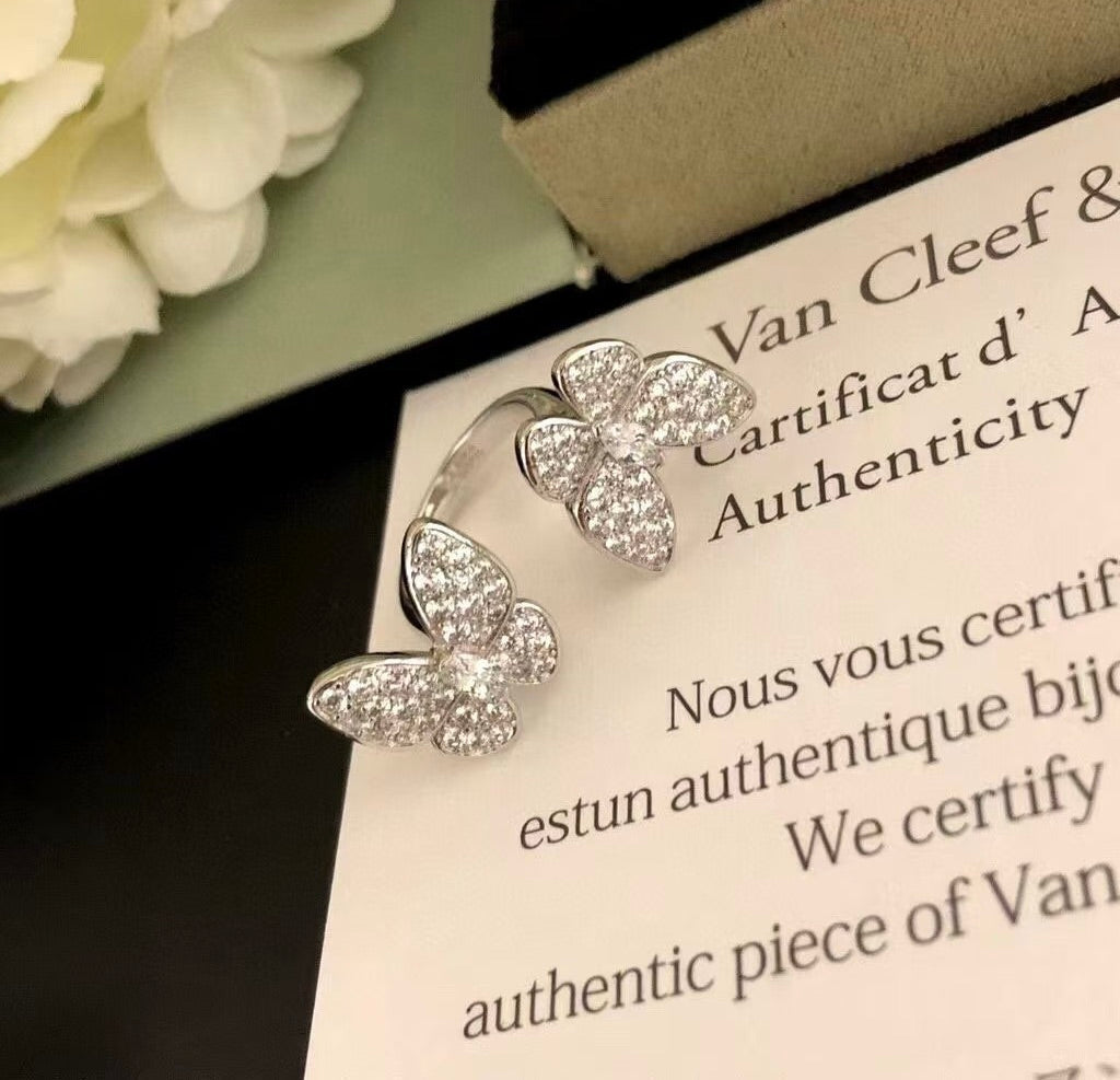 [Riva Jewelry ]TWIN SILVER BUTTERFLY DIAMOND RING