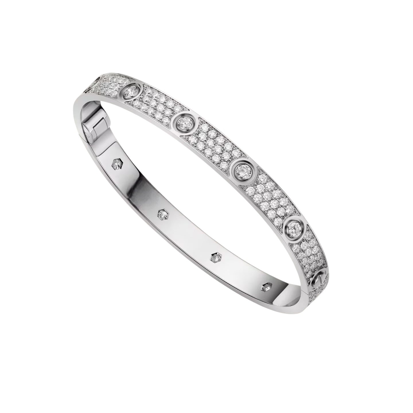 [Riva Jewelry]クラシック 6.1MM ラブバングル - 10ダイヤモンド フルパヴェ