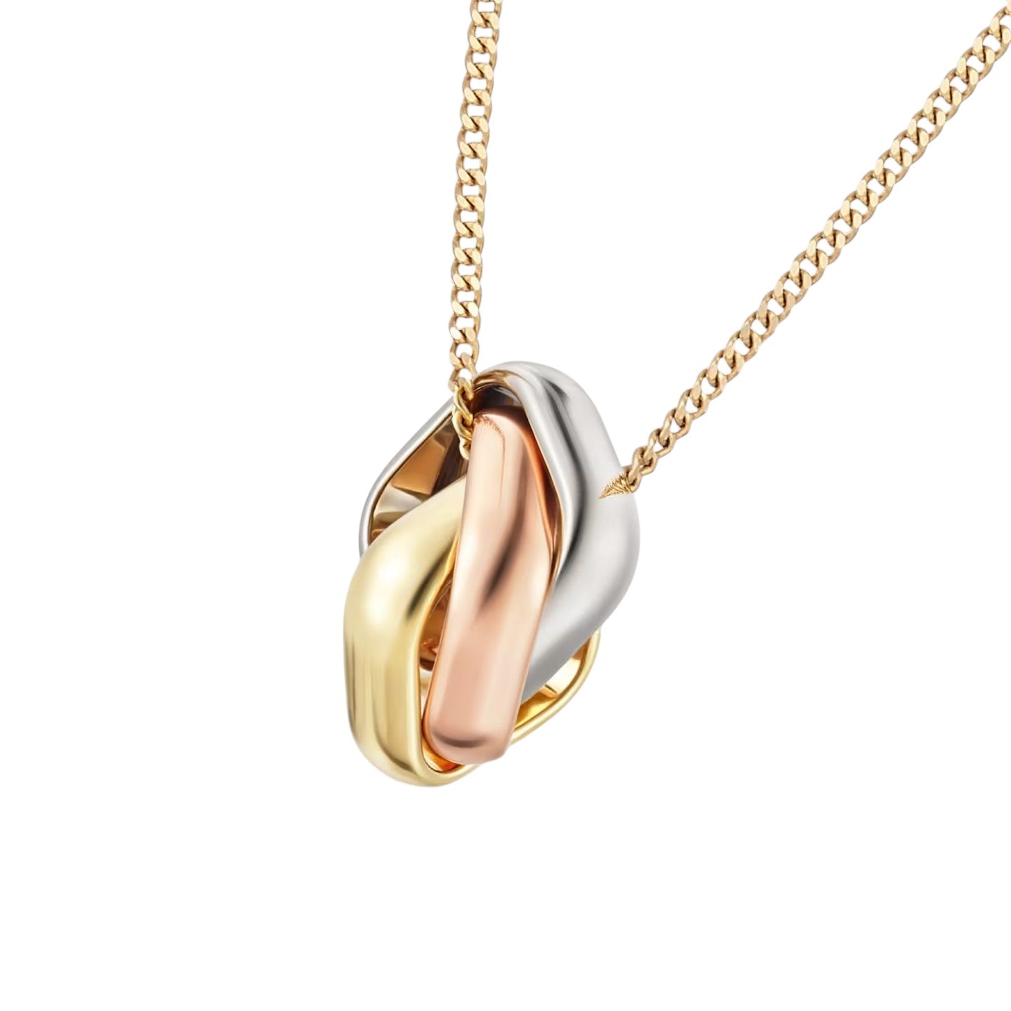 [Riva Jewelry]TRI-COLOR-HALSKETTE MIT VIERECKIGEM ANHÄNGER