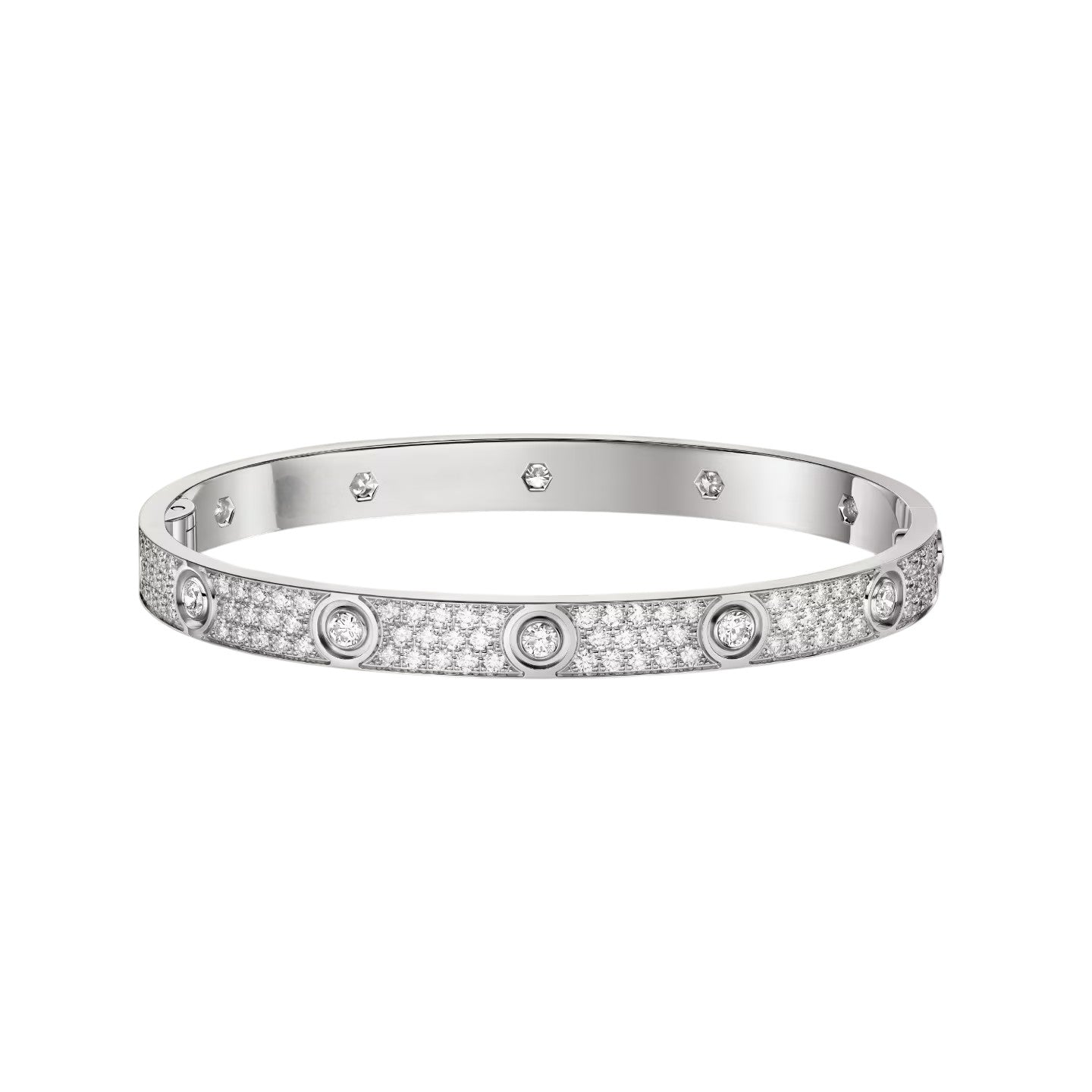 [Riva Jewelry]クラシック 6.1MM ラブバングル - 10ダイヤモンド フルパヴェ