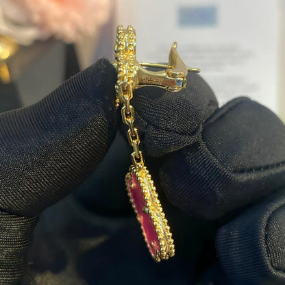 [Riva  Jewelry]NEW CLOVER 2 MOTIF PINK ENAMEL EARRINGS