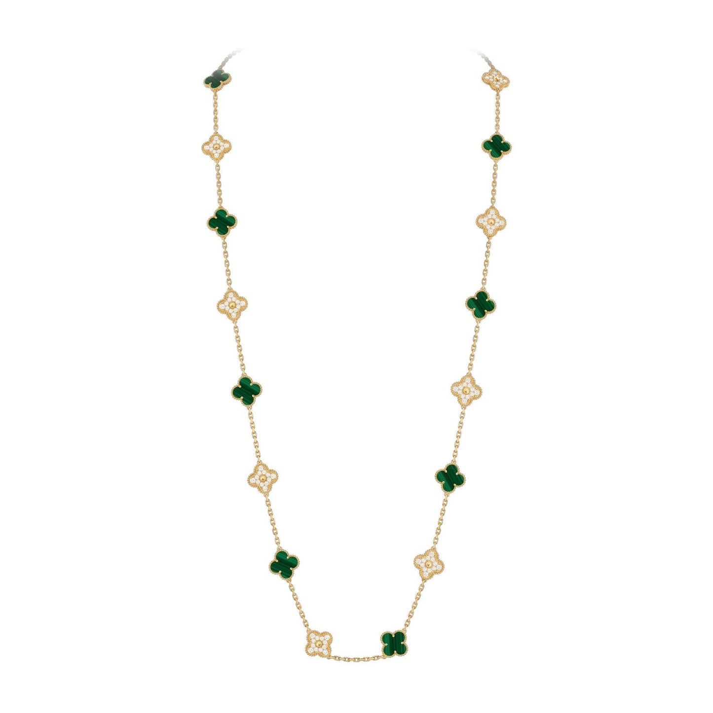 [Riva Jewelry]クラシック20モチーフ ラッキークローバー ロングネックレス ゴールドコレクション
