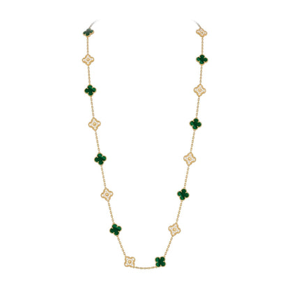 [Riva Jewelry]クラシック20モチーフ ラッキークローバー ロングネックレス ゴールドコレクション