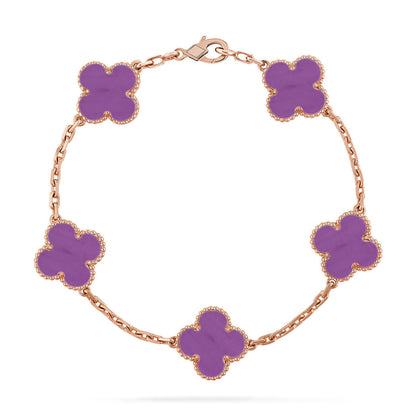 [Riva Jewelry]LUCKY CLOVER 5-MOTIF BRACELET - VIOLET COLLECTION