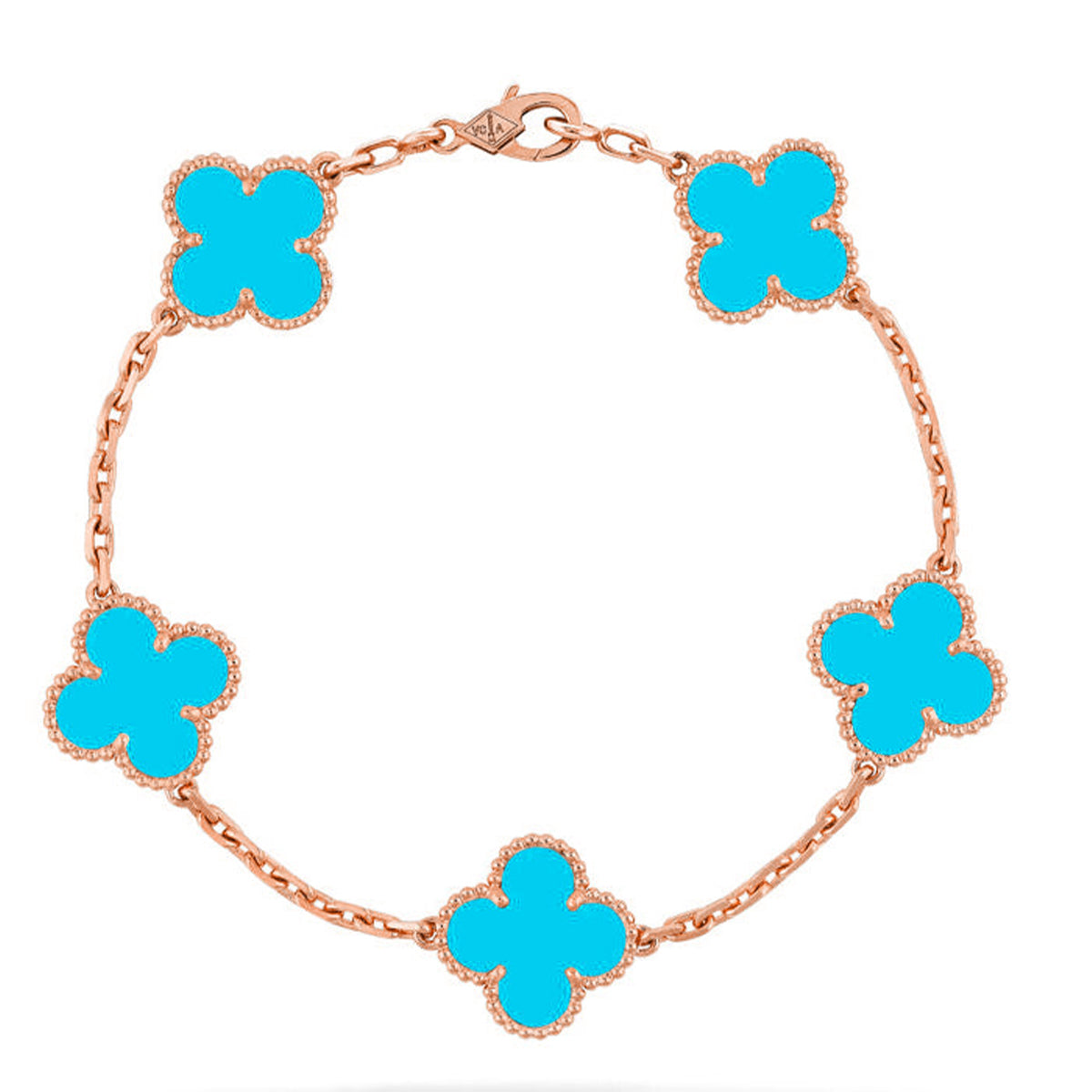 [Riva Jewelry]LUCKY CLOVER 5-MOTIF ARMBAND - TÜRKIS KOLLEKTION