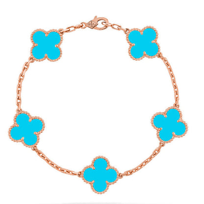 [Riva Jewelry]LUCKY CLOVER 5-MOTIF ARMBAND - TÜRKIS KOLLEKTION