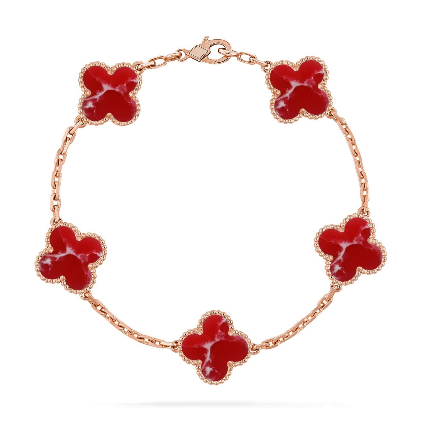 [Riva Schmuck]LUCKY CLOVER 5-MOTIV-ARMBAND - RED LARIMAR KOLLEKTION