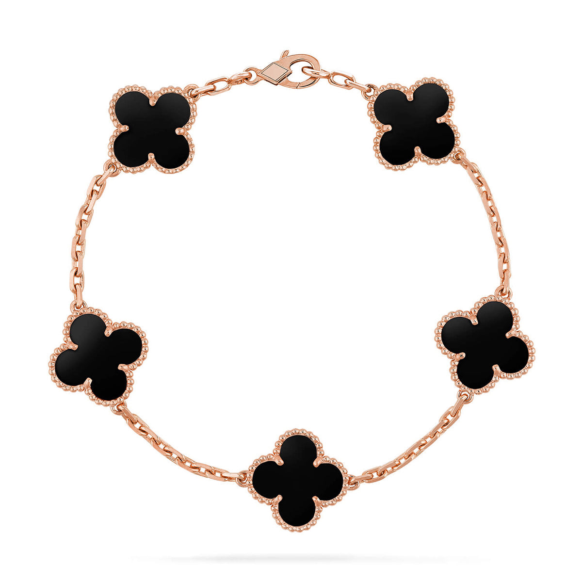 [Riva Schmuck]Glückskleeblatt-Armband mit 5 Motiven - SCHWARZE ONYX-KOLLEKTION