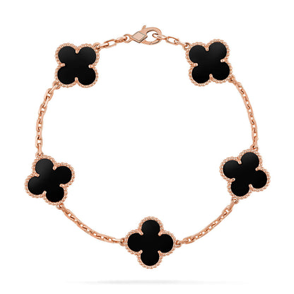 [Riva Schmuck]Glückskleeblatt-Armband mit 5 Motiven - SCHWARZE ONYX-KOLLEKTION