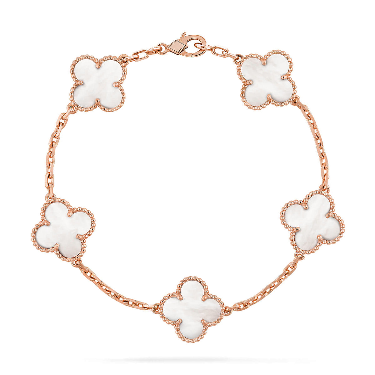 [Riva Jewelry ]CLOVER WHITE PEARL MOP 5 MOTIF BRACELET COLLECTION