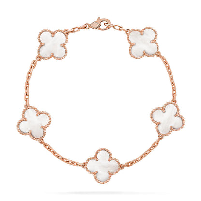 [Riva Jewelry ]CLOVER WHITE PEARL MOP 5 MOTIF BRACELET COLLECTION